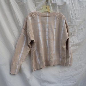 Vince Camuto Tie Dye Boatneck Cotton Sweater womens L, Tan  & Cream
